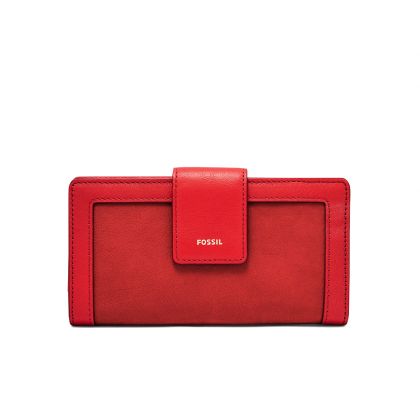 FOSSIL Logan Women Leather Red Bifold - SL7969646