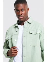 OVERDYED WASHED DENIM OVERSHIRT - GREEN