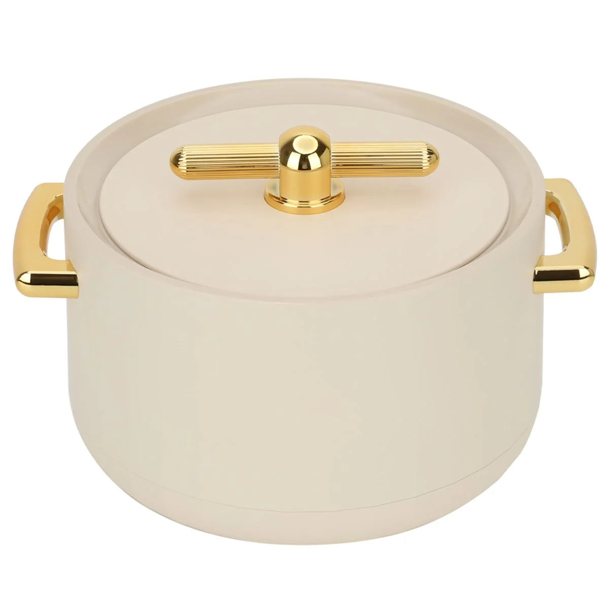 Round food container light beige with golden hands 250ml