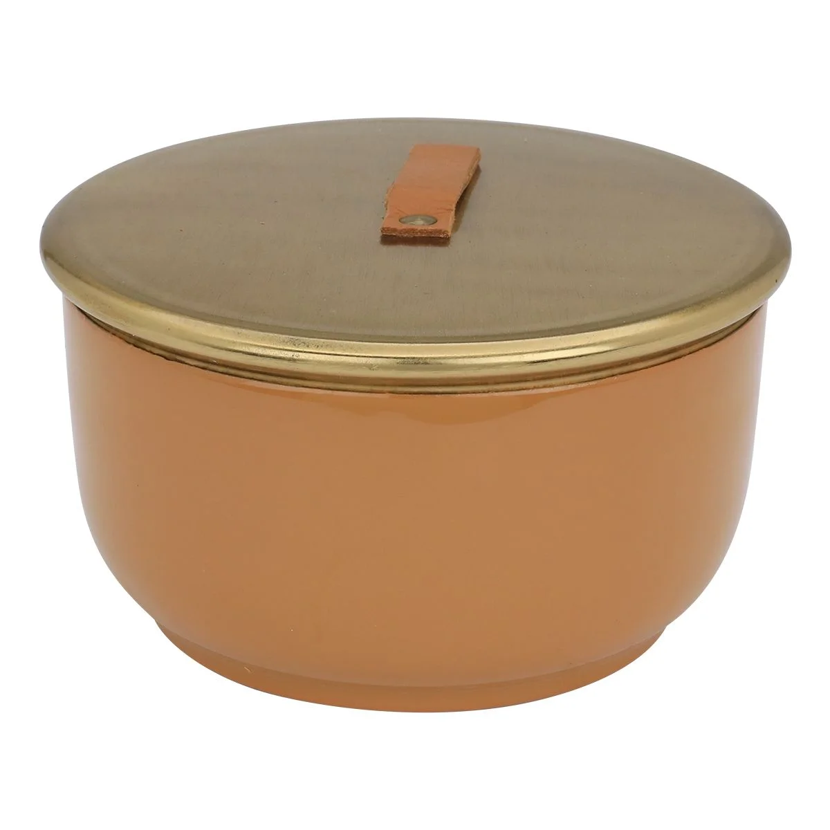 Indian round brown case with golden cover