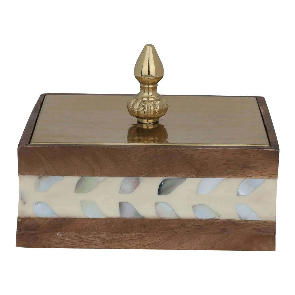 Indian wooden box decorated with golden cover