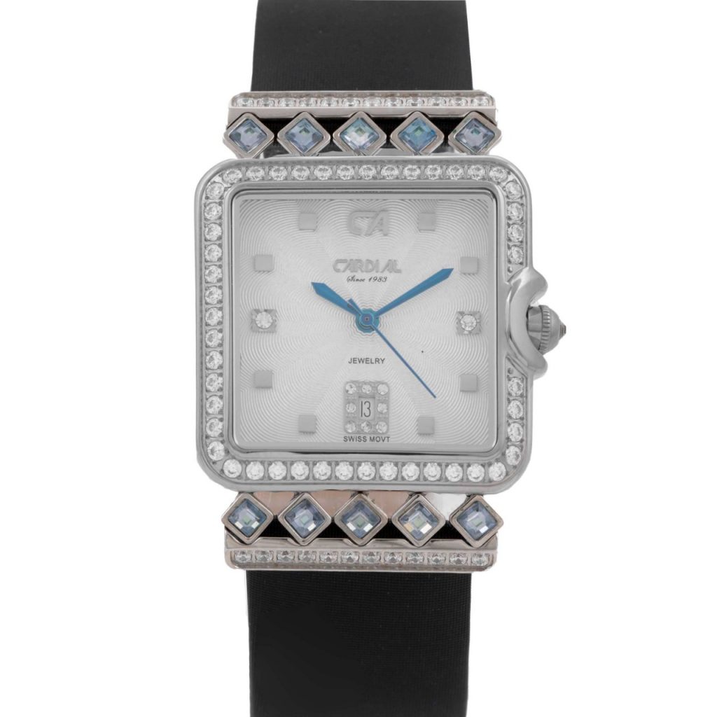 Black leather women's watch .9781