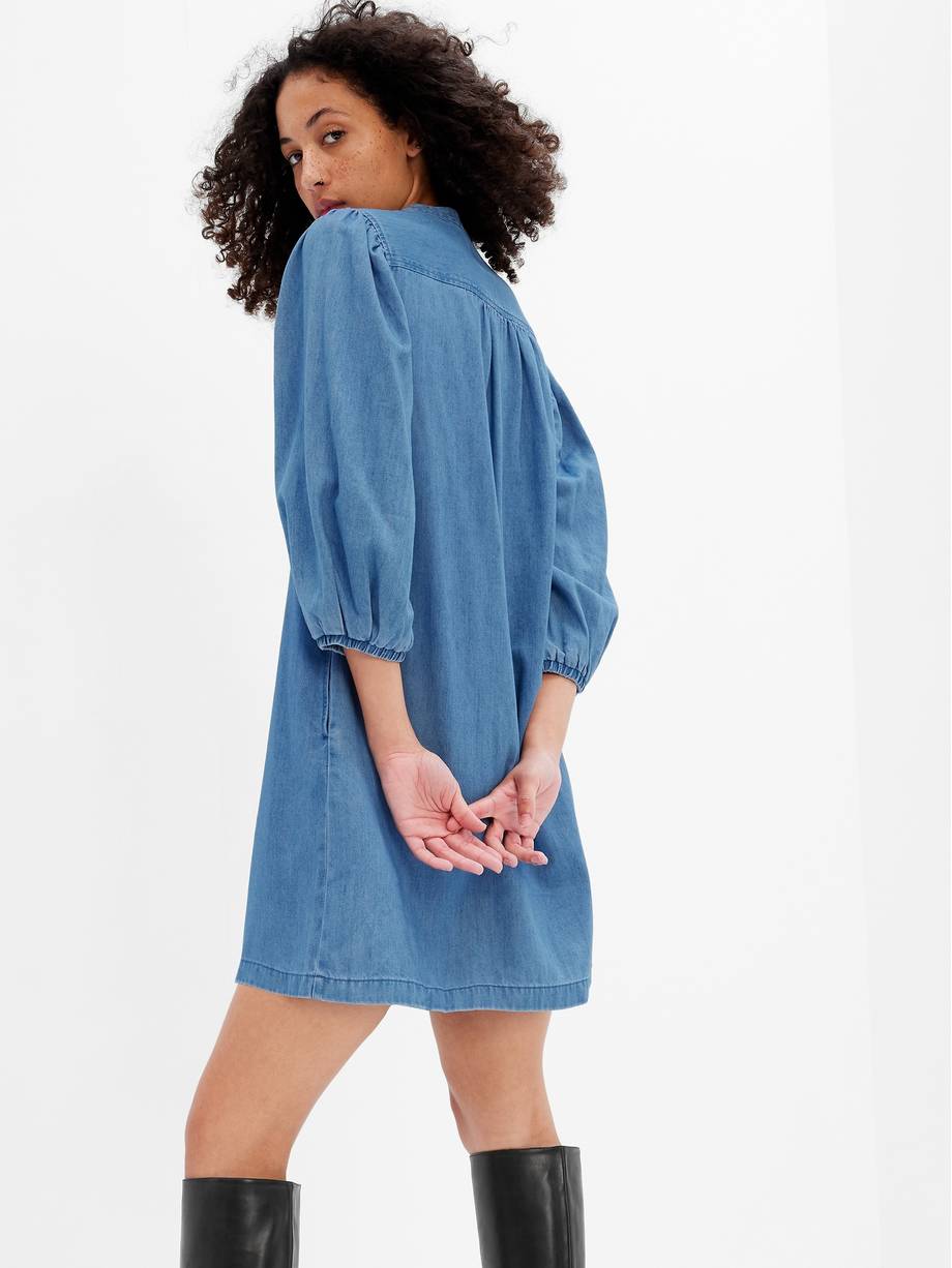 Denim Popover Mini Dress with Washwell