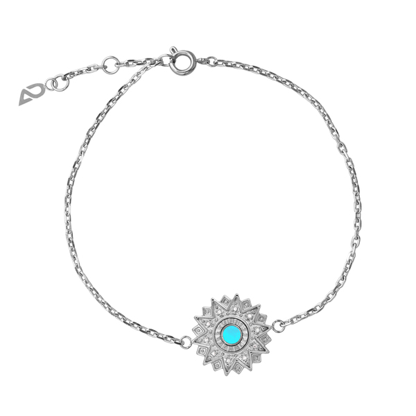 Cyan Shell Silver Diamond Bracelet 224407