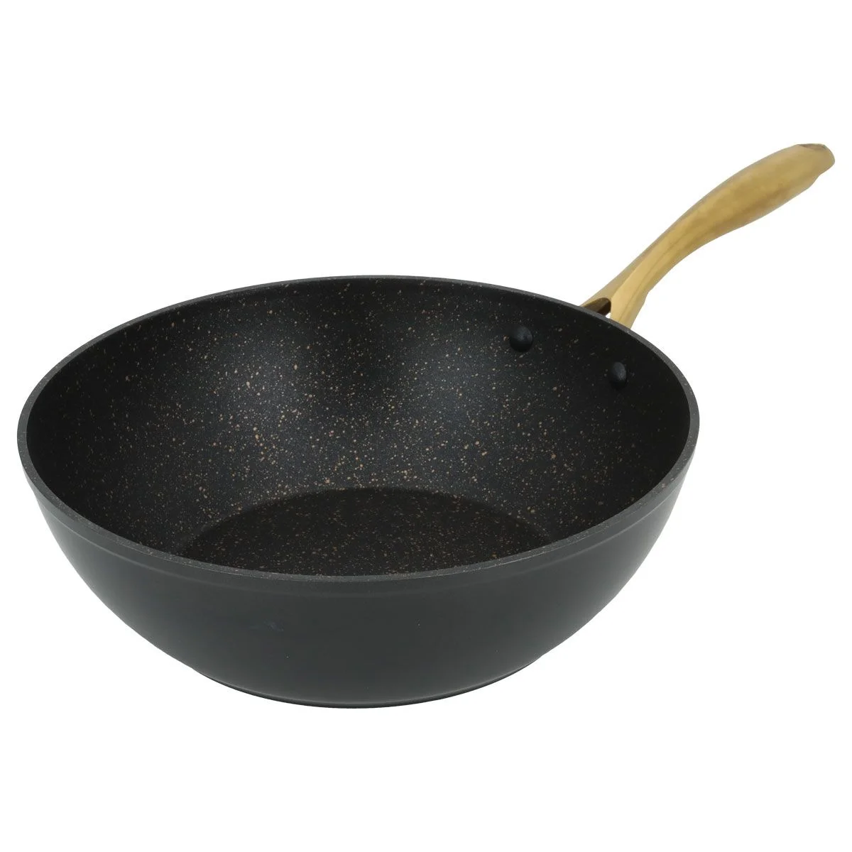 Rocky Deep Fryer Black Granite with Golden Handle 30 cm