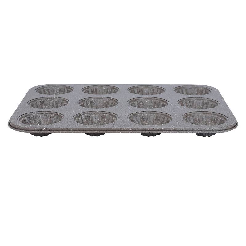 Bake Chef Cake Flour Muffin Pan Rectangular Light Brown Granite 3 x 26.7 x 35 cm 12 Pieces