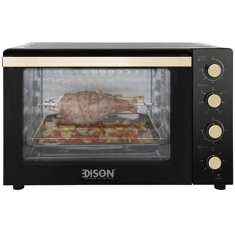 Edison Double Glass Electric Oven Black