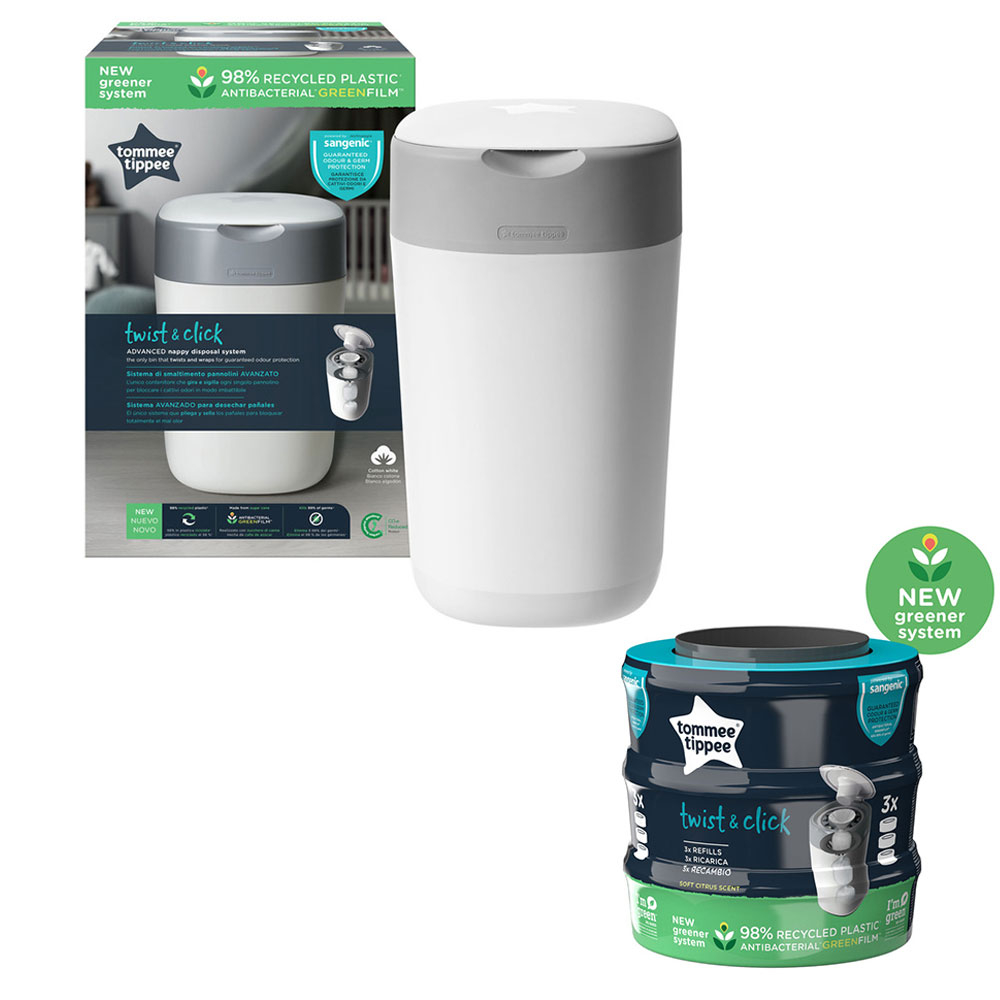 Tommee Tippee Twist & Click Advanced Nappy Disposal Starter Pack + 3 Refills