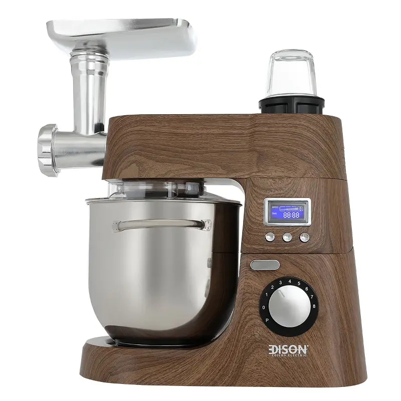 Edison stand mixer, 4 functions, 6.5 liters, dark wood steel, 1800 watts