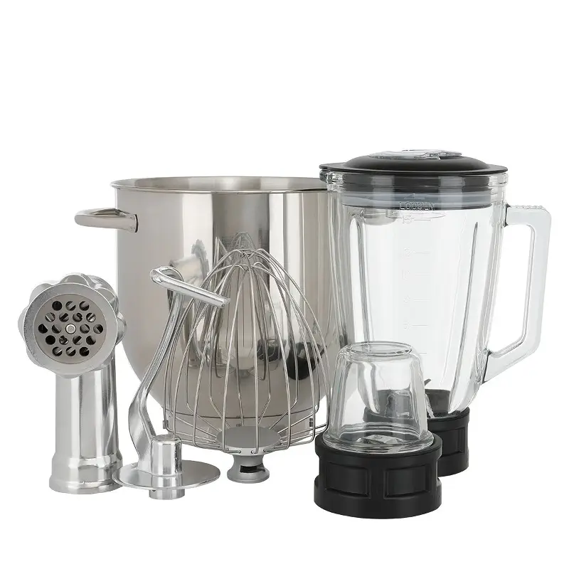 Edison Phantom stand mixer, 4 functions, 7 liters, light gray steel, gilded, 1200 watts