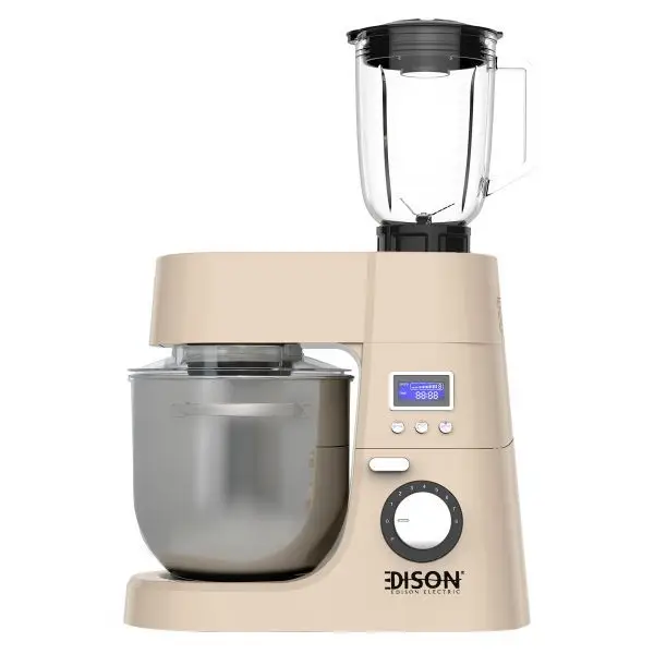 Edison stand mixer, titanium, 4 functions, 6.5 liters, light brown steel, 1800 watts