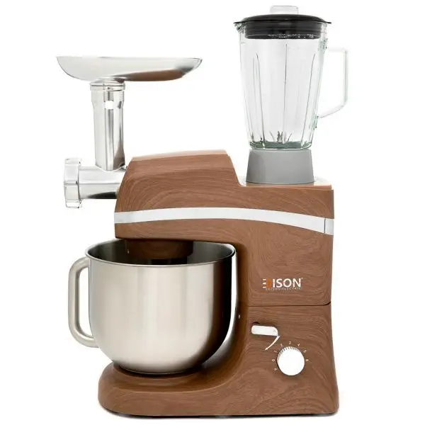 Edison stand mixer, 4 functions, 6.5 liters, wooden steel, 1000 watts