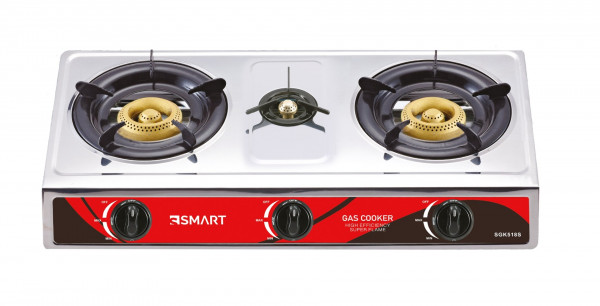 S Smart SGK518S Cooker, 3 Burners, Gas - Silver