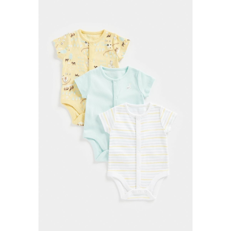 Farm Short-Sleeved Popper Bodysuits - 3 Pack