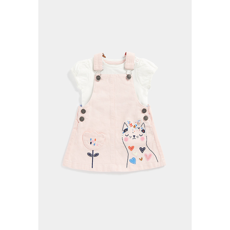 Cat Pinny Dress and T-Shirt Set