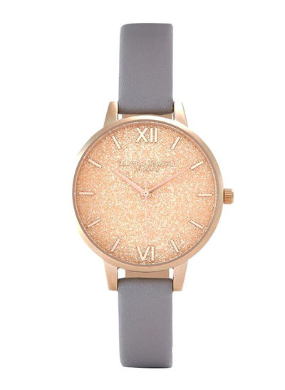 Women's Leather Strap Glitter Dial Analog Watch OB16GD45