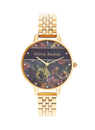 Women's Varsity Black & Floral & Stone Dial Watch - OB16VS01