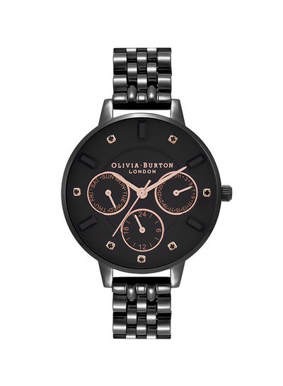 Women's Multi Function Black & Stone Dial Watch - Ob16Cg101