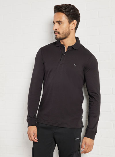 Slim Long Sleeve Polo Black