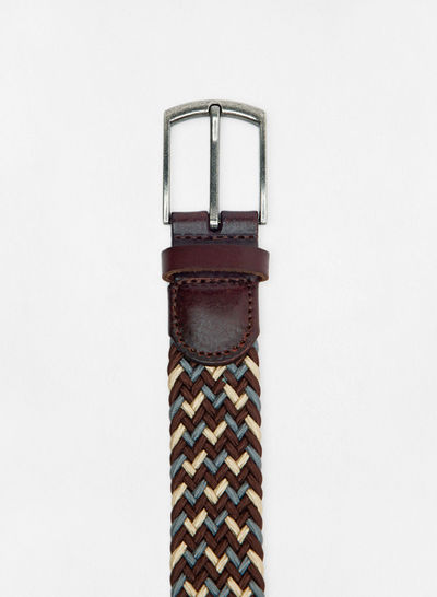 Leather-Appliqué Braided Belt