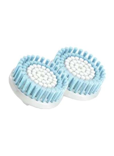 80E Replacement Face Exfoliation Brush Head Set - 2-Piece White/Blue