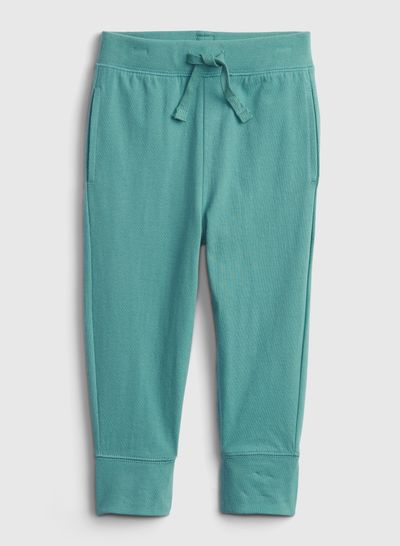 Solid Pattern Drawstring Waist Sweatpants Turquoise Smoke