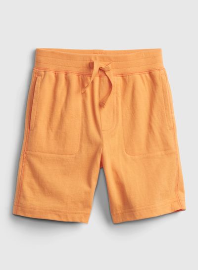 Solid Pattern Drawstring Waist Shorts Orange